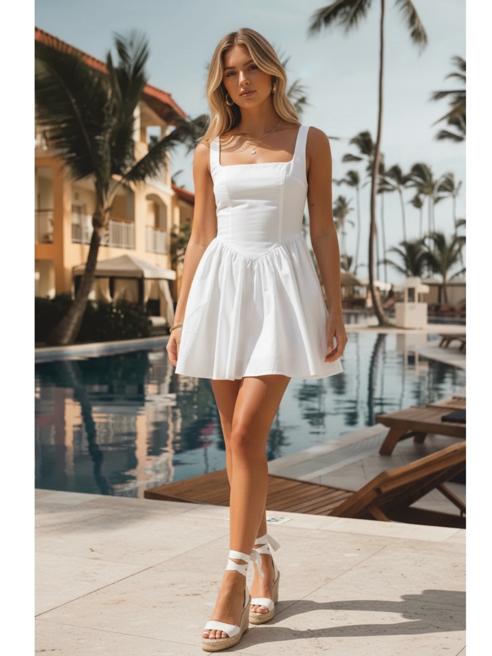 NWT Princess Polly White Square Neck Mini Dress